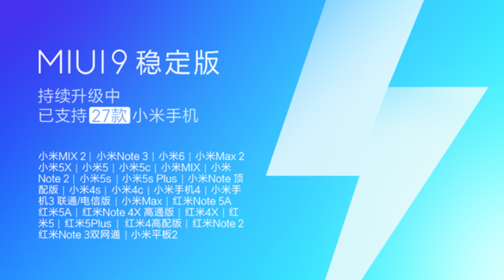 MIUI9稳定版第三批机型推送 27款小米手机已可以升级