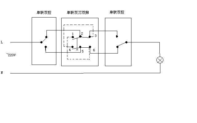 cad双控开关接线图图片