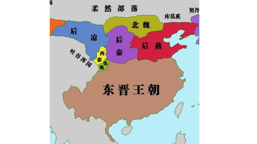 了燕国,史称"后燕;在西北地区,前秦大将吕光在消灭前凉后东归的途中