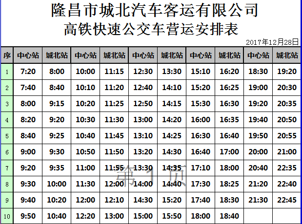 【頭條】隆昌新高鐵時刻表及快速公交班次表,不看你要後悔!