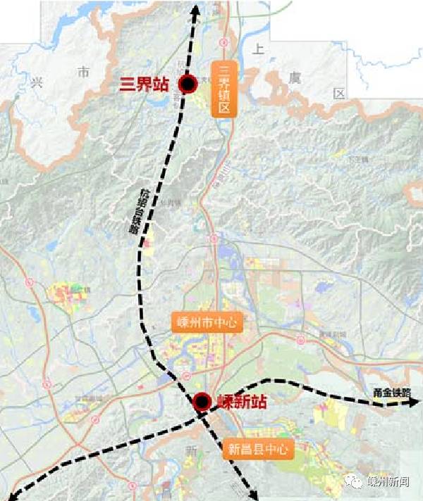 (基地区位示意图)根据规划,甬金铁路嵊州站和杭绍台铁路嵊州新昌站将