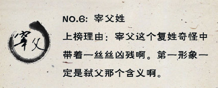 no.6 宰父姓no.7 是姓no.8 党姓no.9 胖姓no.10 别姓no.11 粘姓no.