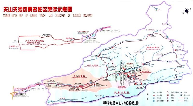 新疆天山天池地图图片