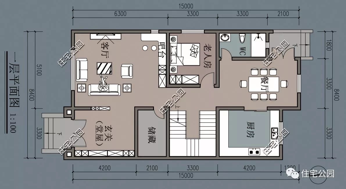 8x15米小户型3露台有堂屋可建双拼别墅全图视频展示