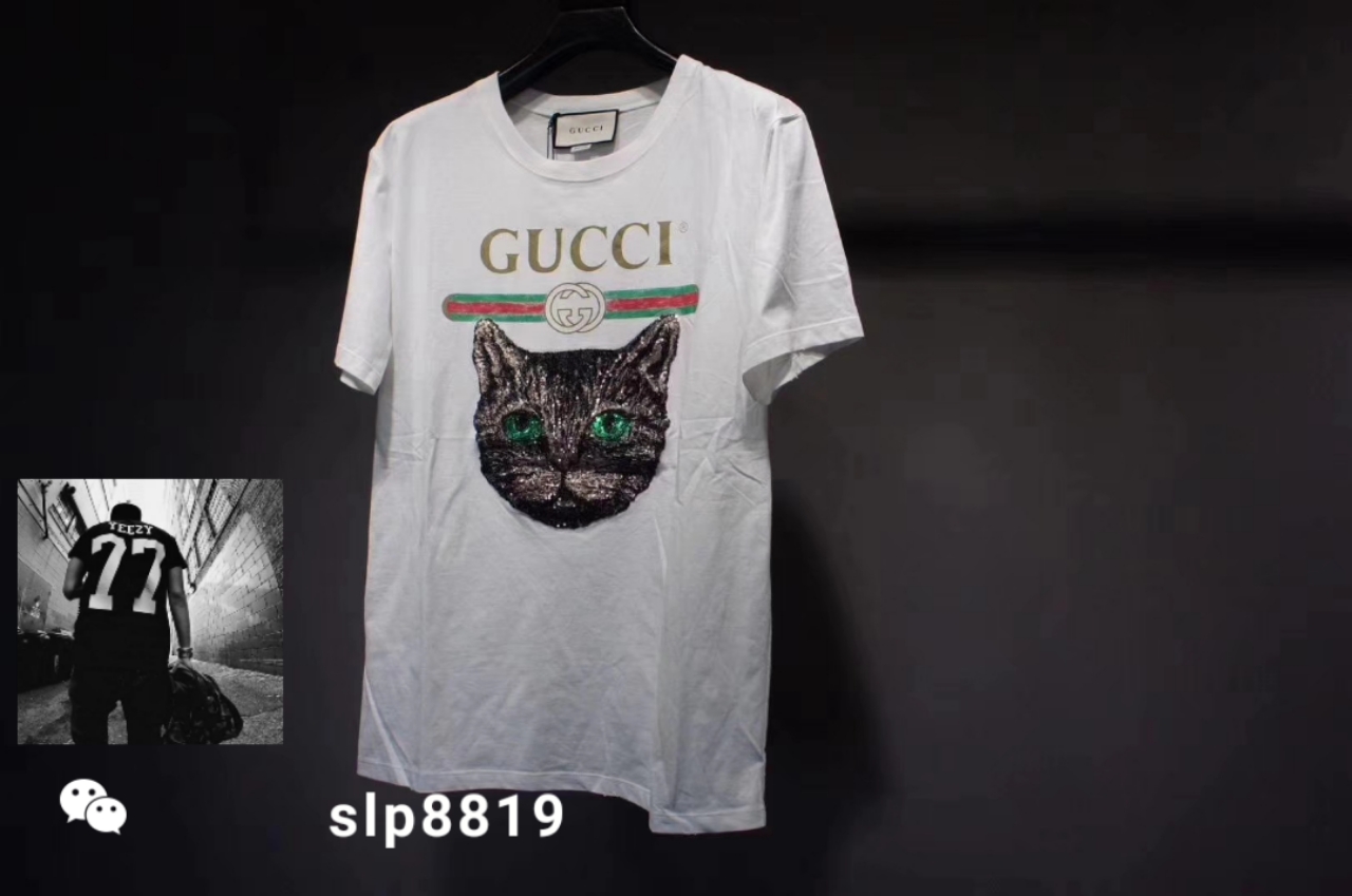 gucci猫咪刺绣短袖图片