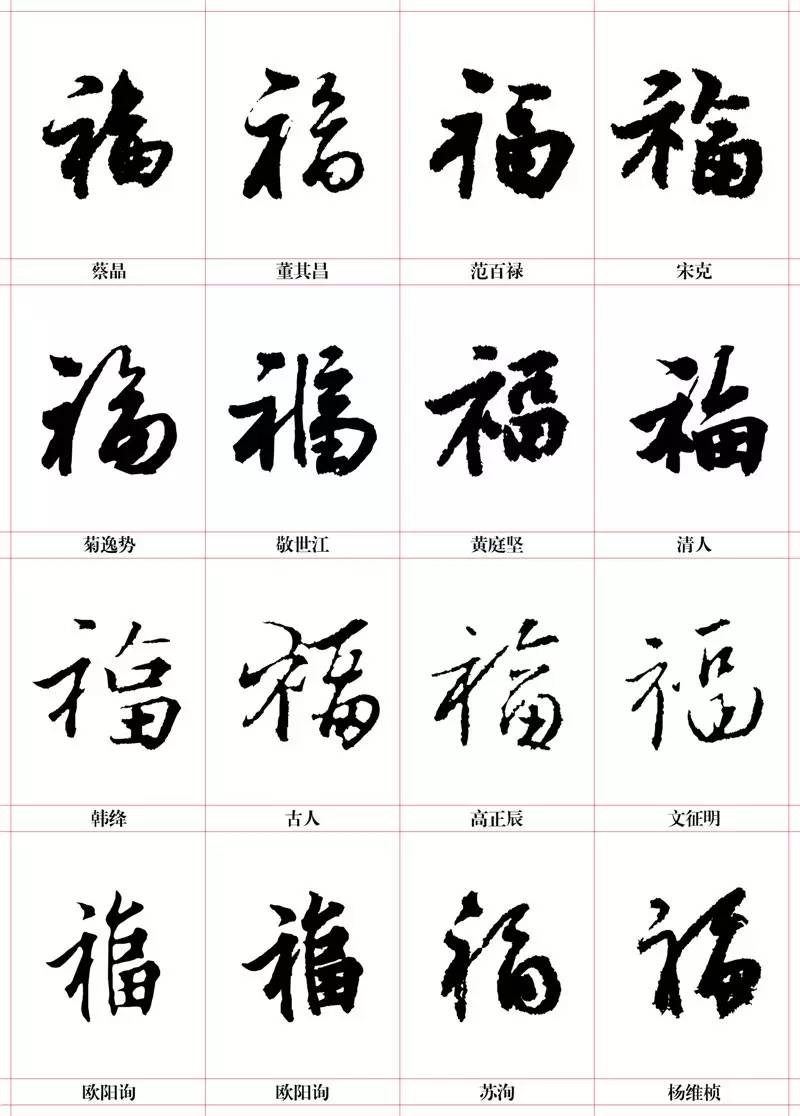 歷代名家福字集合福