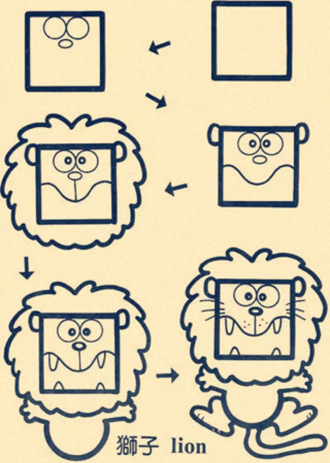 方形還可以畫動物,這種簡筆畫學起來(帶步驟)