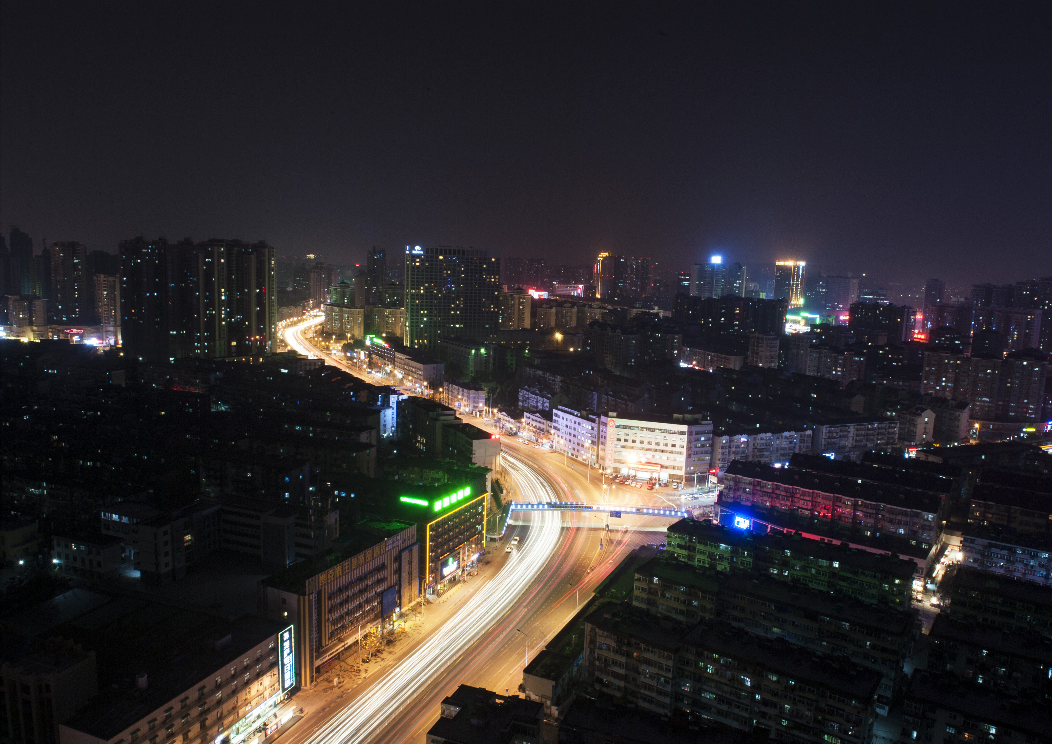 鳥瞰合肥市瑤海區三里街夜景