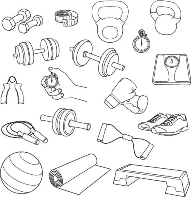 运动健身器材简笔画图片
