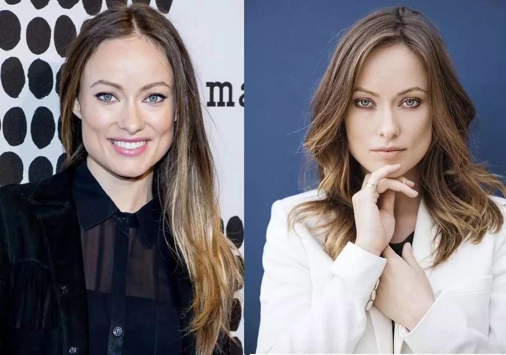 我们来看下方脸的 olivia wilde 直发和卷发造型的对比图:图片来源