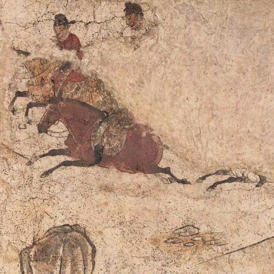 西汉马镫壁画图片