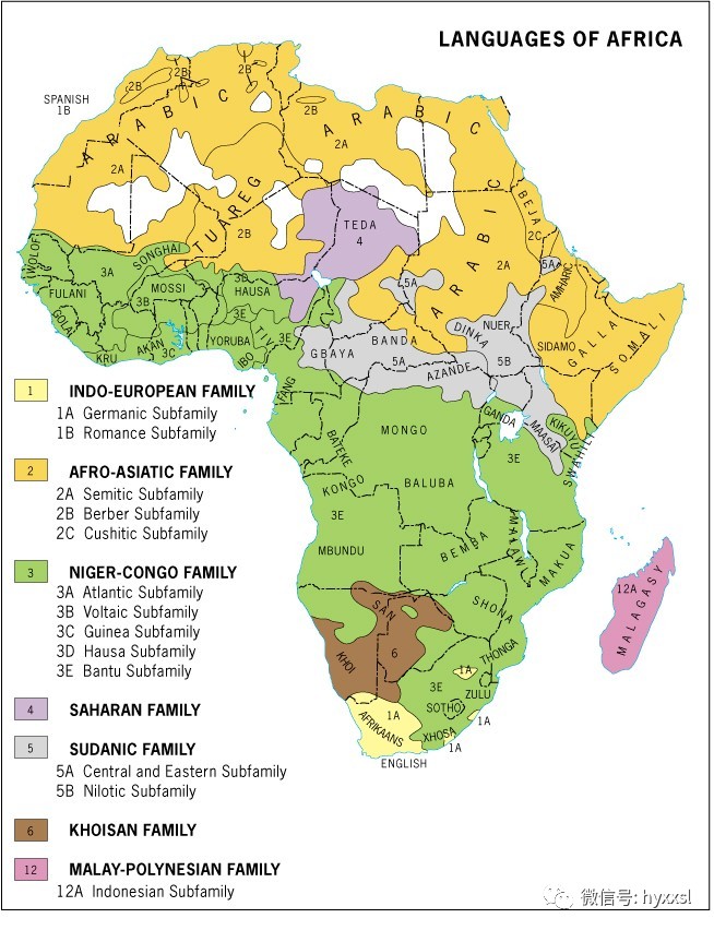非洲官方语言分布图图片