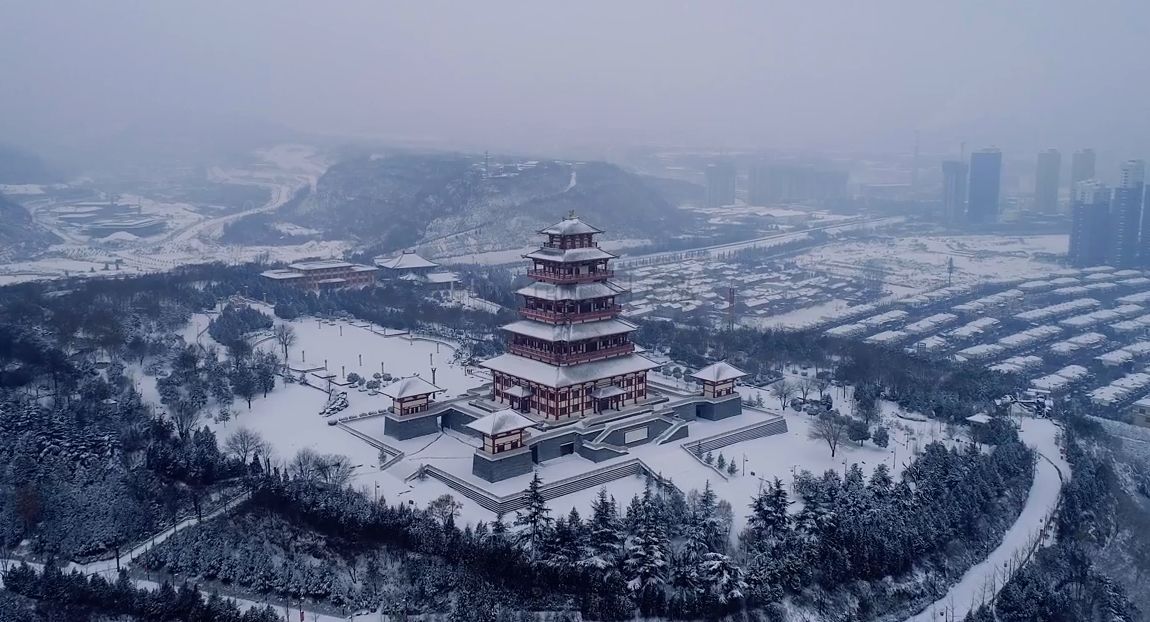 宝鸡雪景美如画,行翼航空科技带你领略冬日航拍最美宝鸡!