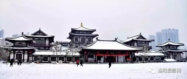 洛陽一場雪,塗抹出古風意韻,上陽宮再現大唐神都美麗畫卷