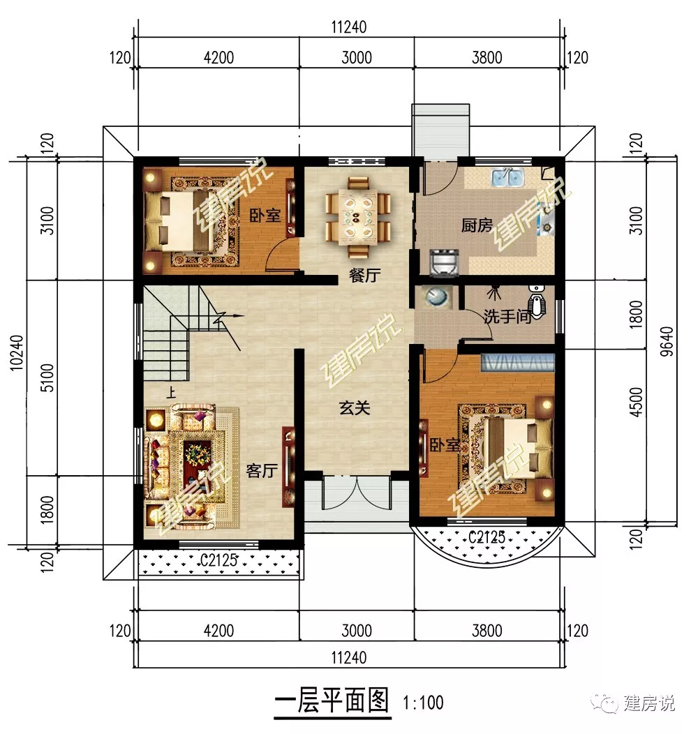 11米x12米平面图图片