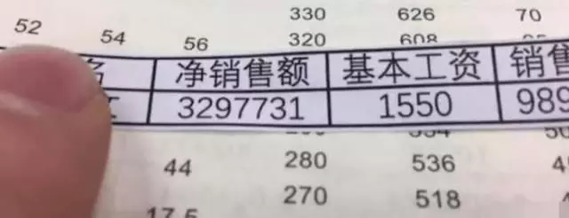 网传某4s店汽车销售工资条销售额330万提成9千8