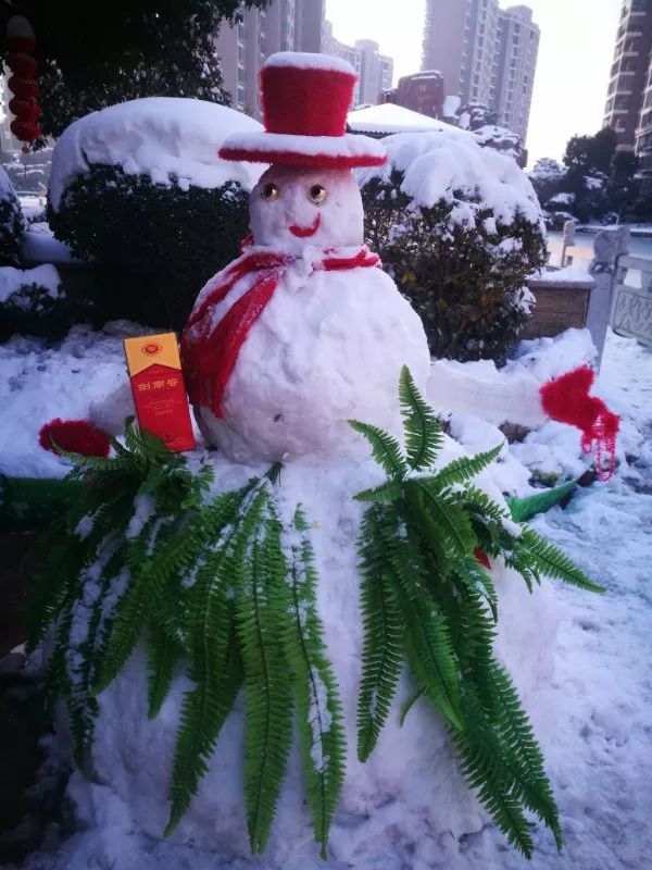 雪人造型看樣子有點像一位男性應該是抱著劍南春去迎娶第一位新娘的吧