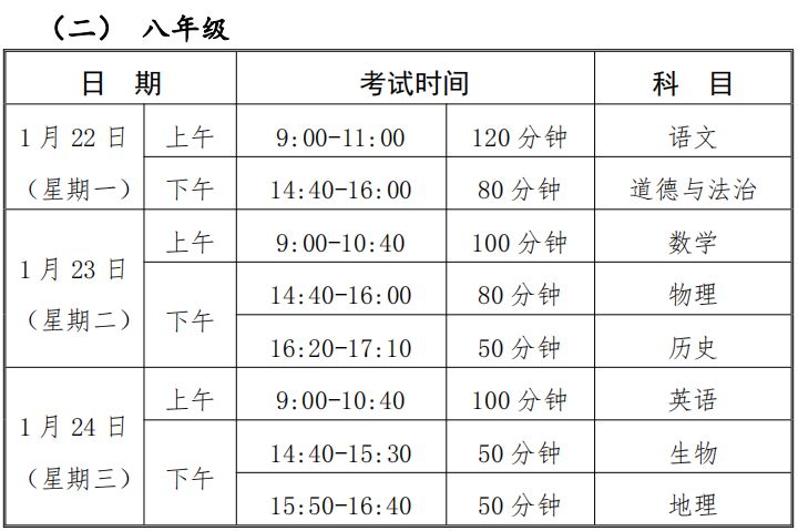 時間表全市高中期末考統一時間表考完試,也就意味著寒假基本上開始了!