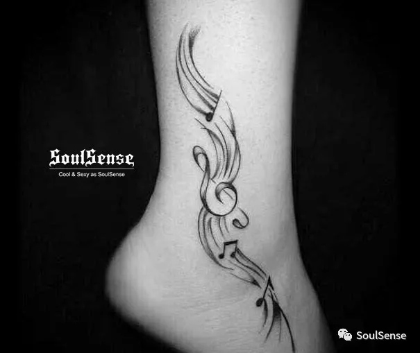 音乐符号的纹身图案不如就将这两者进行结合也爱音乐如果你爱纹身音乐