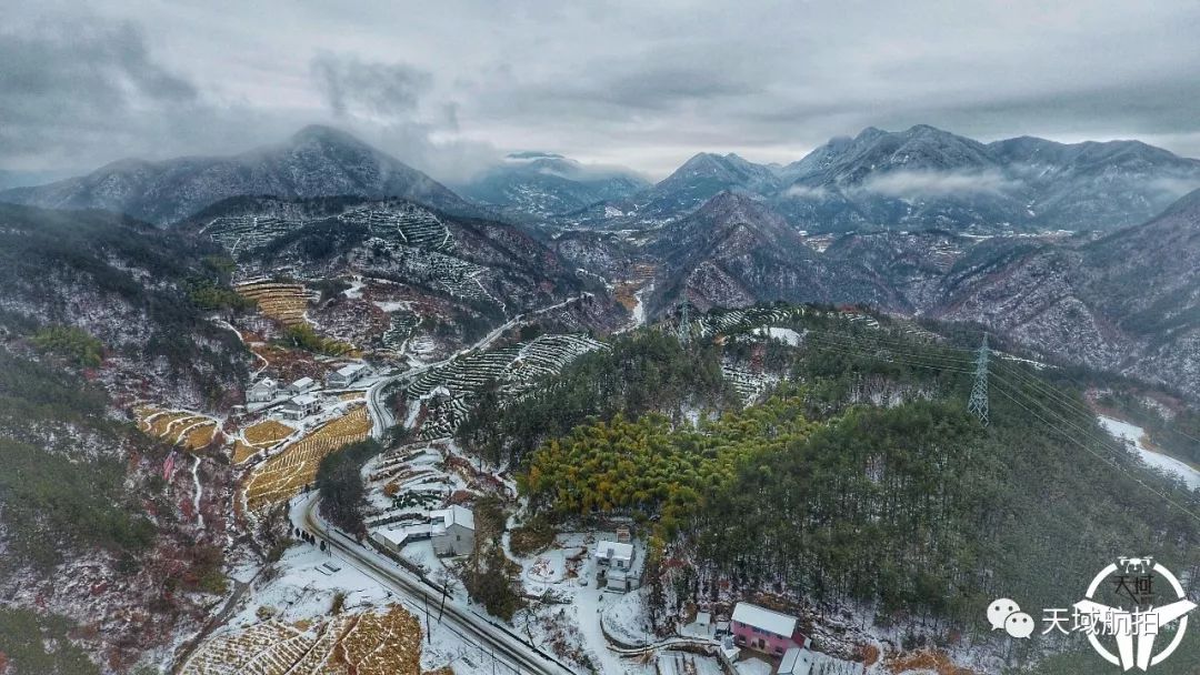 航拍的岳西山区雪景原来如此震撼