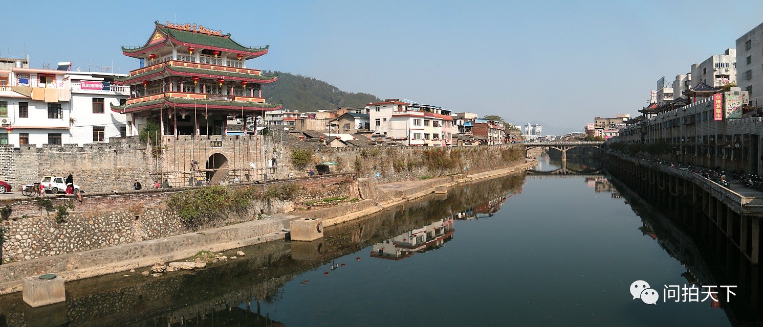 2汀江古城3古城黄昏 4长汀古城墙分布图 5三元阁 6三元阁 7三元阁夜景