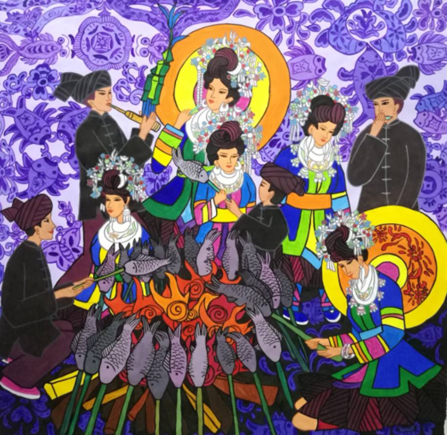 侗族文化特色绘画图片