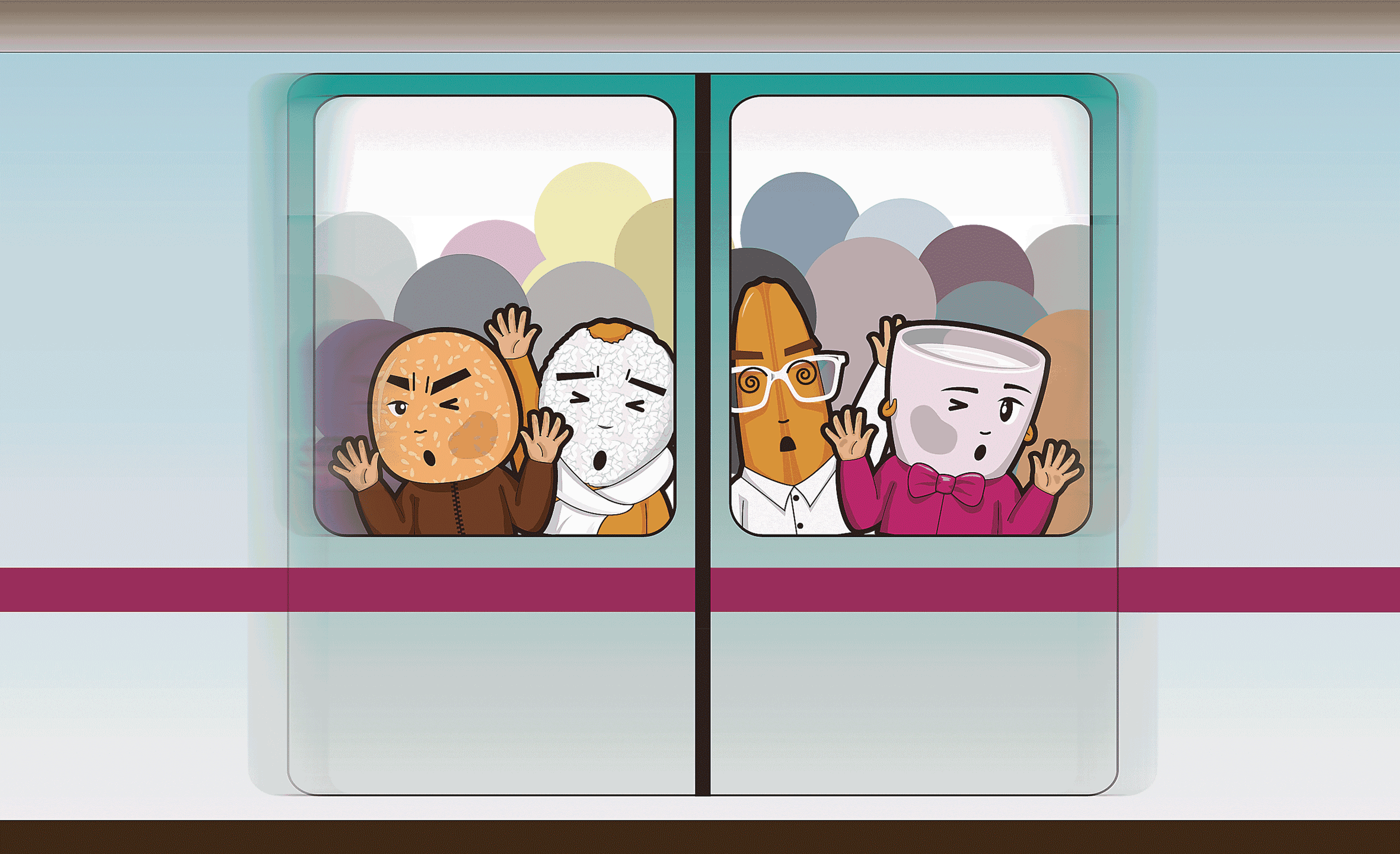地铁拥挤漫画图片