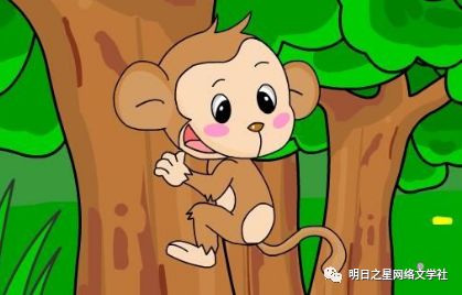 小猴爬苹果树图片