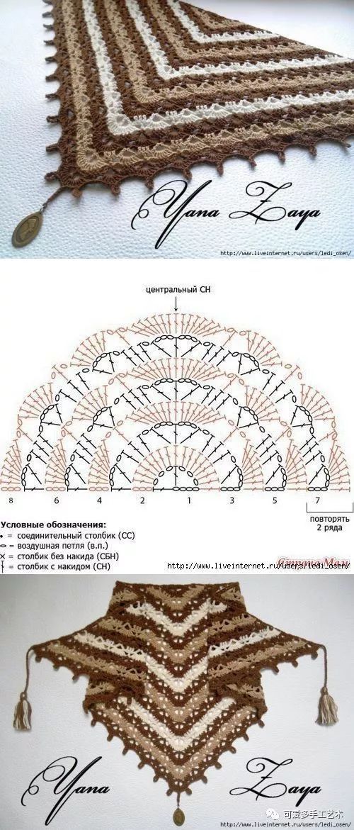 这样钩的三角围巾最迷人