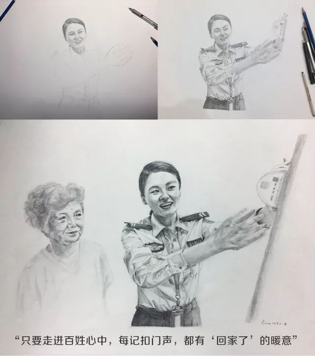 警帽素描图片