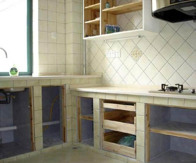 砖砌厨房灶台设计图图片