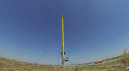 机载相机拍摄到水火箭上升段的影像,这次火箭发射的高度达到了534米
