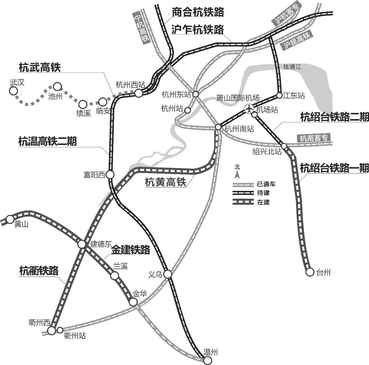 根据规划,杭州铁路西站用地面积50至100公顷,是一座铁路,公路,航空