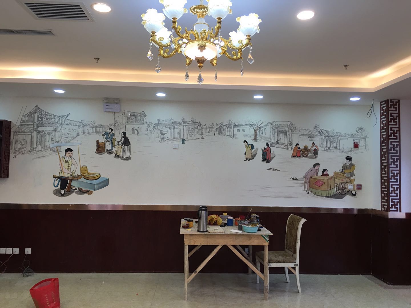 北京通州饭店彩绘墙绘作品欣赏