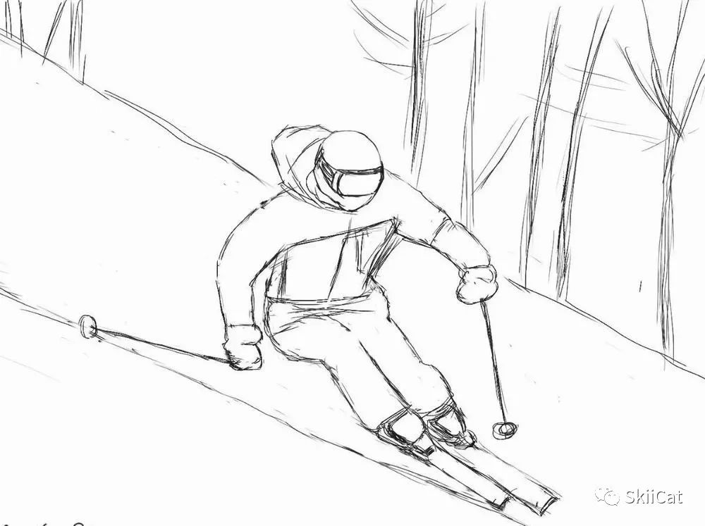 双板滑雪板简笔画图片