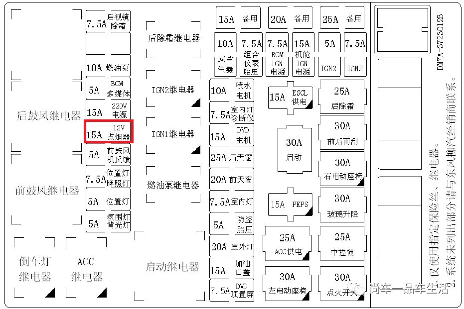 【保险盒】东风风行cm7取电说明