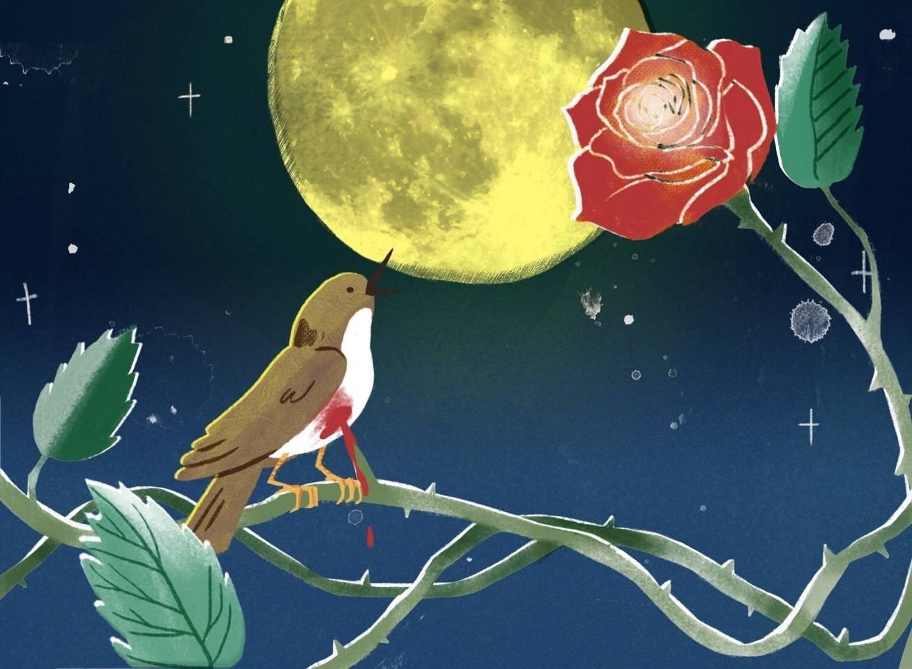 夜莺与玫瑰纹身图片