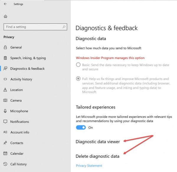Windows10新版增强数据收集透明度：可删除已收集数据