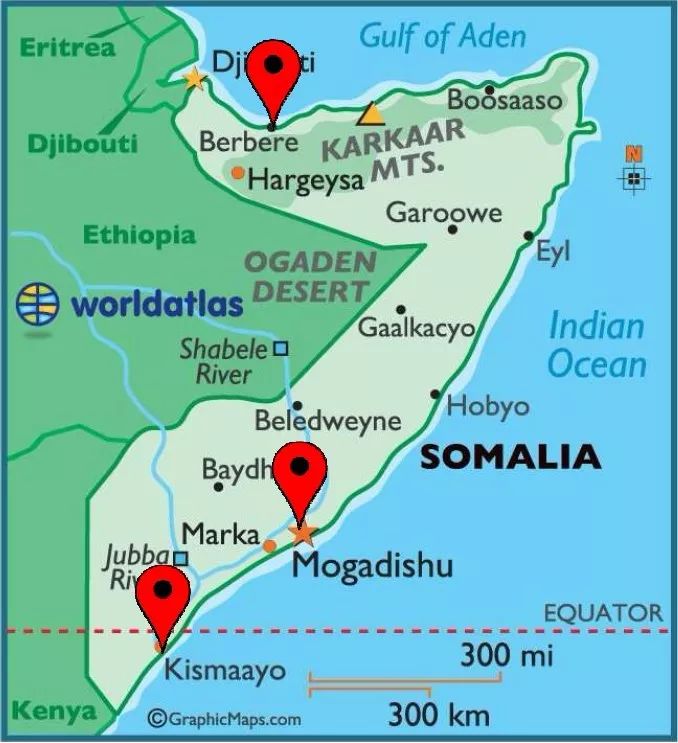 mogadishu,berbera,kismayu,地理位置如下:索馬里