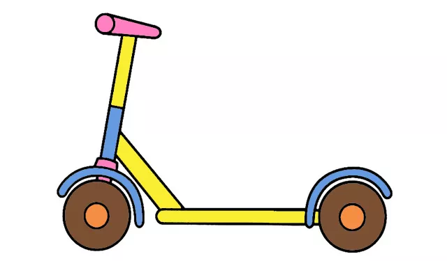 儿童滑板车简笔画彩色图片