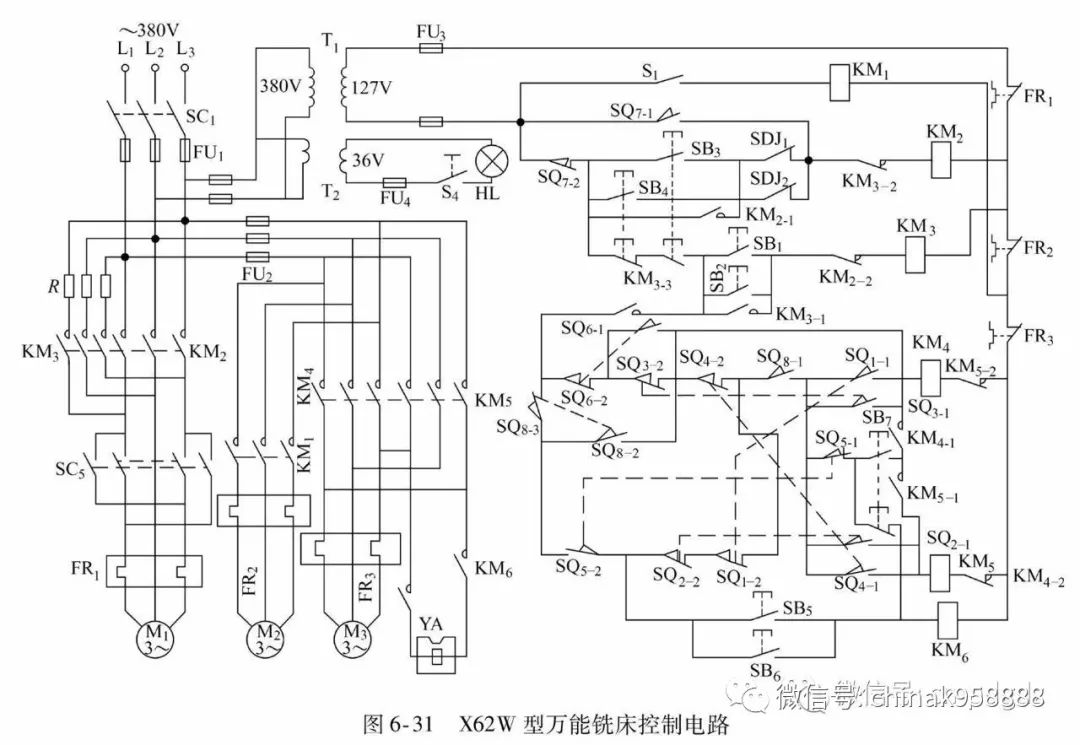 19.x62w型萬能銑床控制電路18.z35型搖臂鑽床控制電路17.