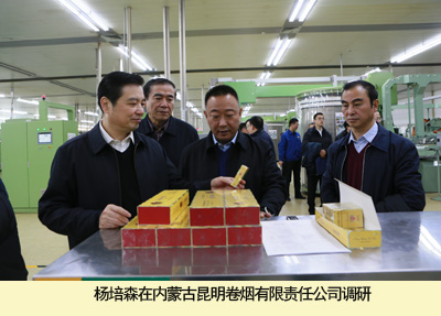 1月19日,国家烟草专卖局副局长杨培森在内蒙古烟草调研