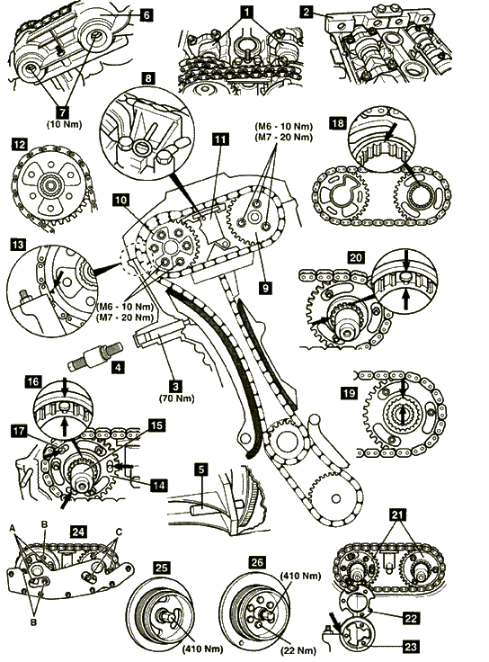 宝马v8n62正时安装图图片