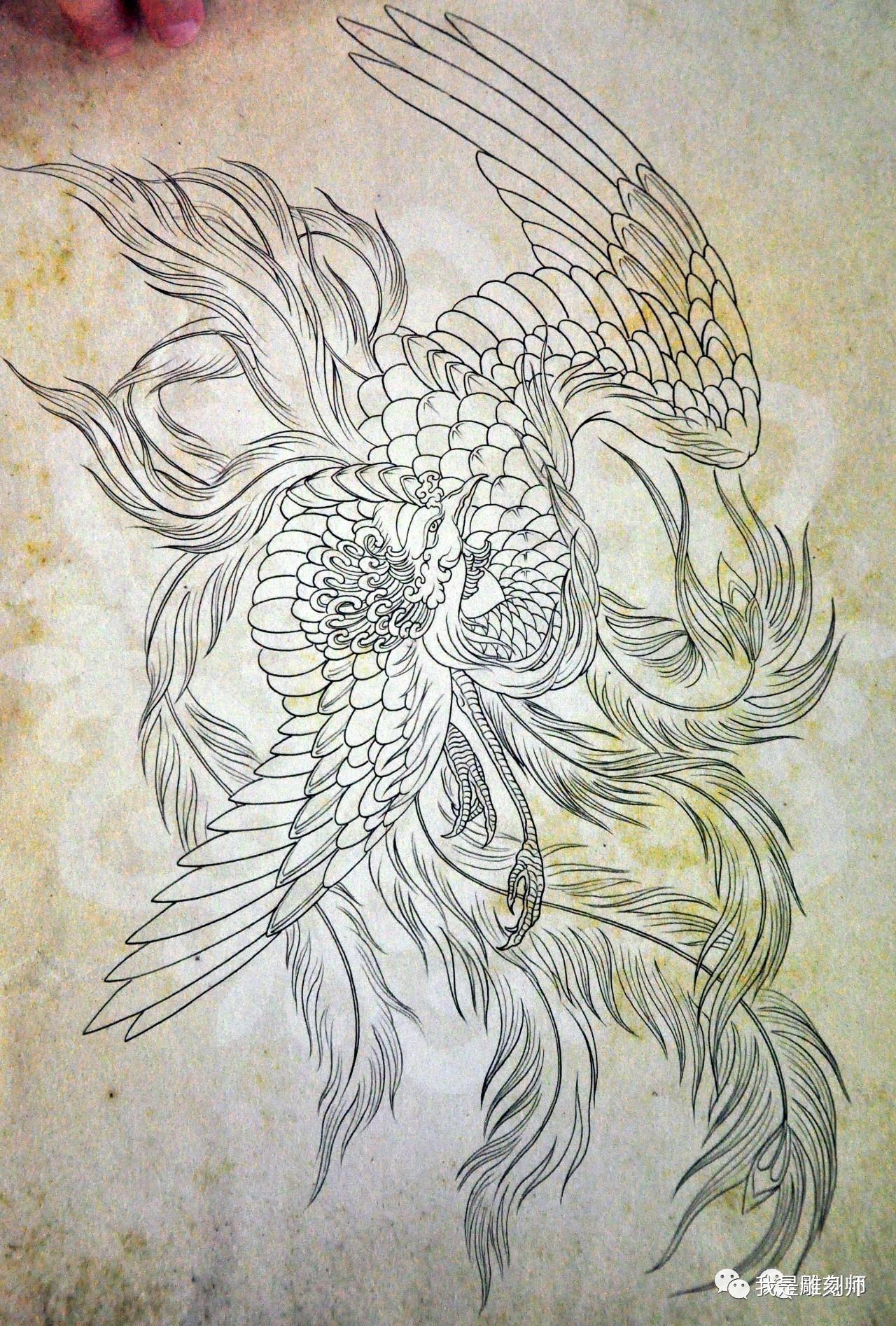 我是雕刻师:中式传统纹身素描雕刻手稿