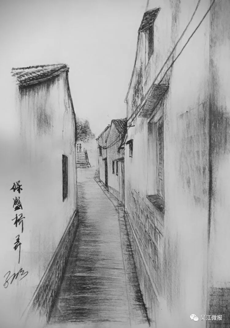 江南小巷手绘图片