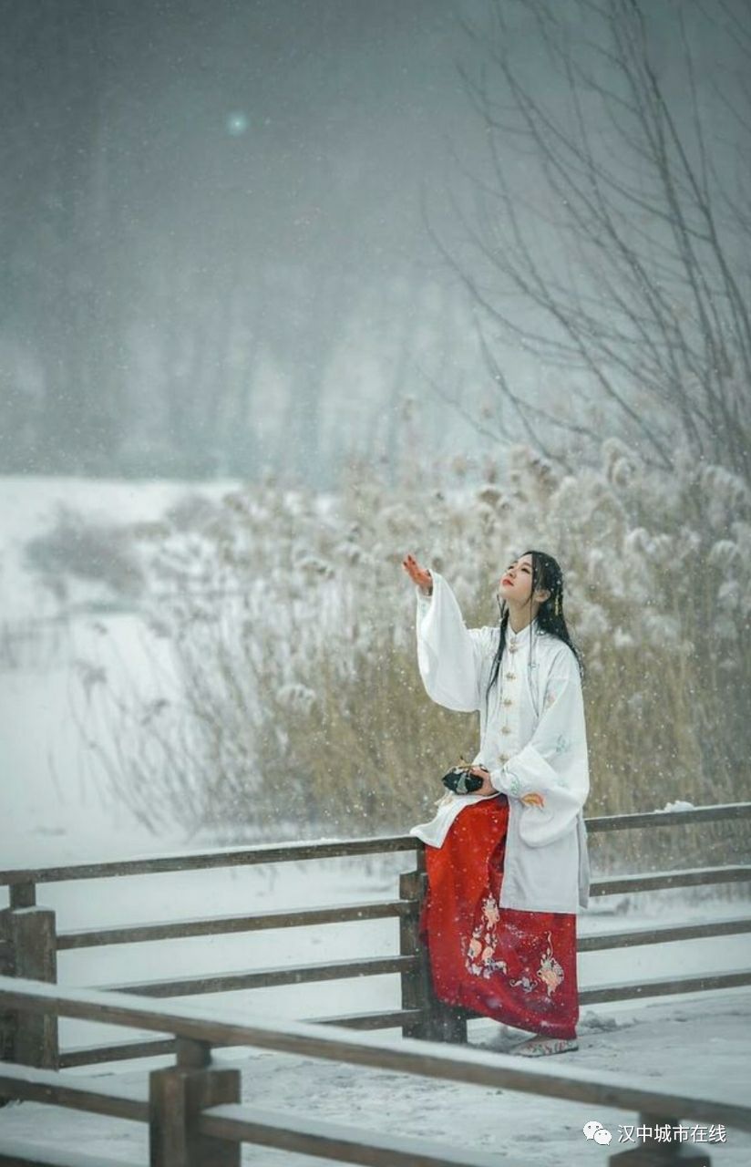 赞美雪中的美女图片