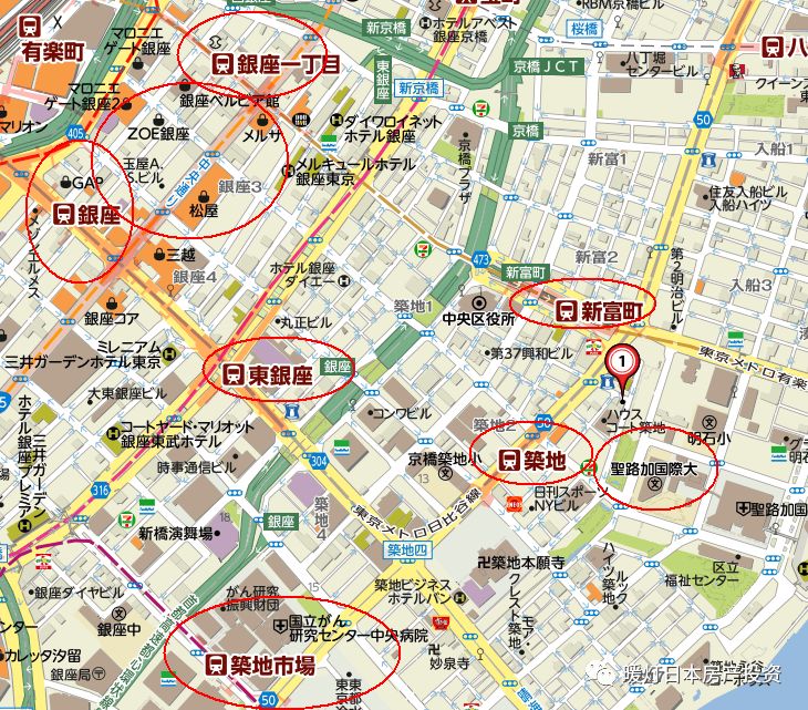 日本房产东京中央区银座商圈133万投资房筑地市场近车站步行2分钟收益