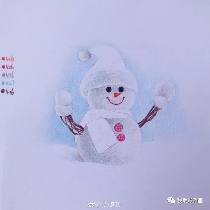 彩铅手绘-小雪人