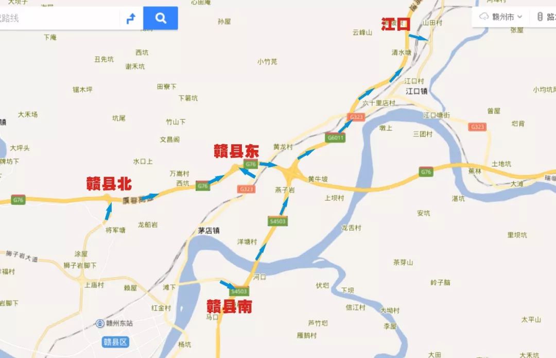 323国道赣县改道线路图图片