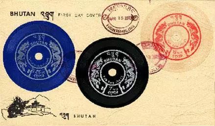 全世界第一枚会唱歌的邮票 其上录制着不丹国歌 可以邮寄亦可以在唱片